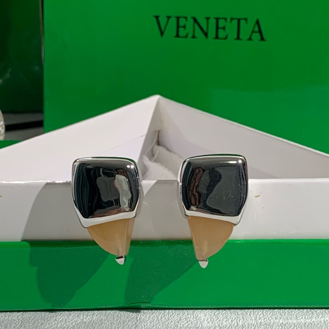 Bottega Veneta Silver Tone Geometric Stud Earrings